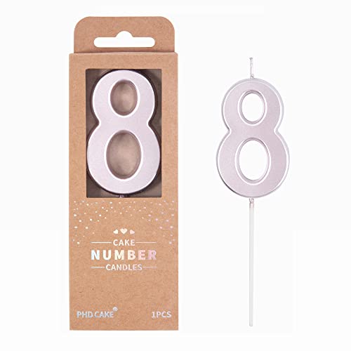 PHD CAKE 2.76 Inch Modern Rose Gold 8 Number Birthday Candles, Rose Gold Number Candles, Cake Number Candles, Party Celebration