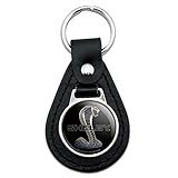 Black Leather Shelby Cobra Logo Keychain