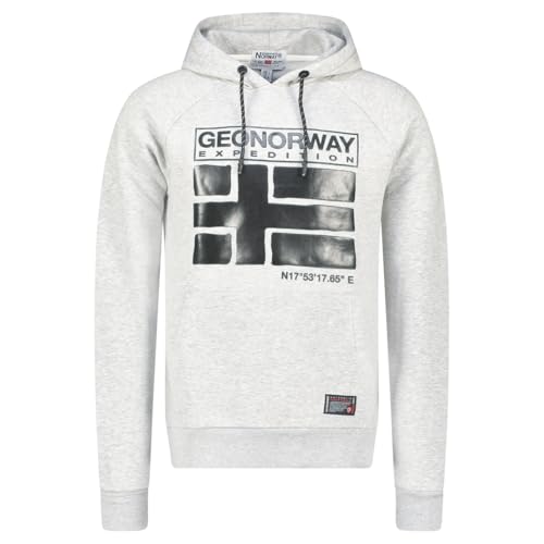 Geographical Norway- Sudadera con Capucha de Hombre de Manga Larga Modelo GARICE - Color Gris Melange Talla M