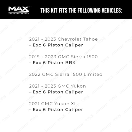Image of MAX Advanced Brakes - Front Brake Kit For 2019-2023 Chevrolet Silverado 1500, GMC Sierra 1500, Chevrolet Tahoe| Carbon Ceramic Brake and Rotor Kit| Drilled Slotted Brake Rotors