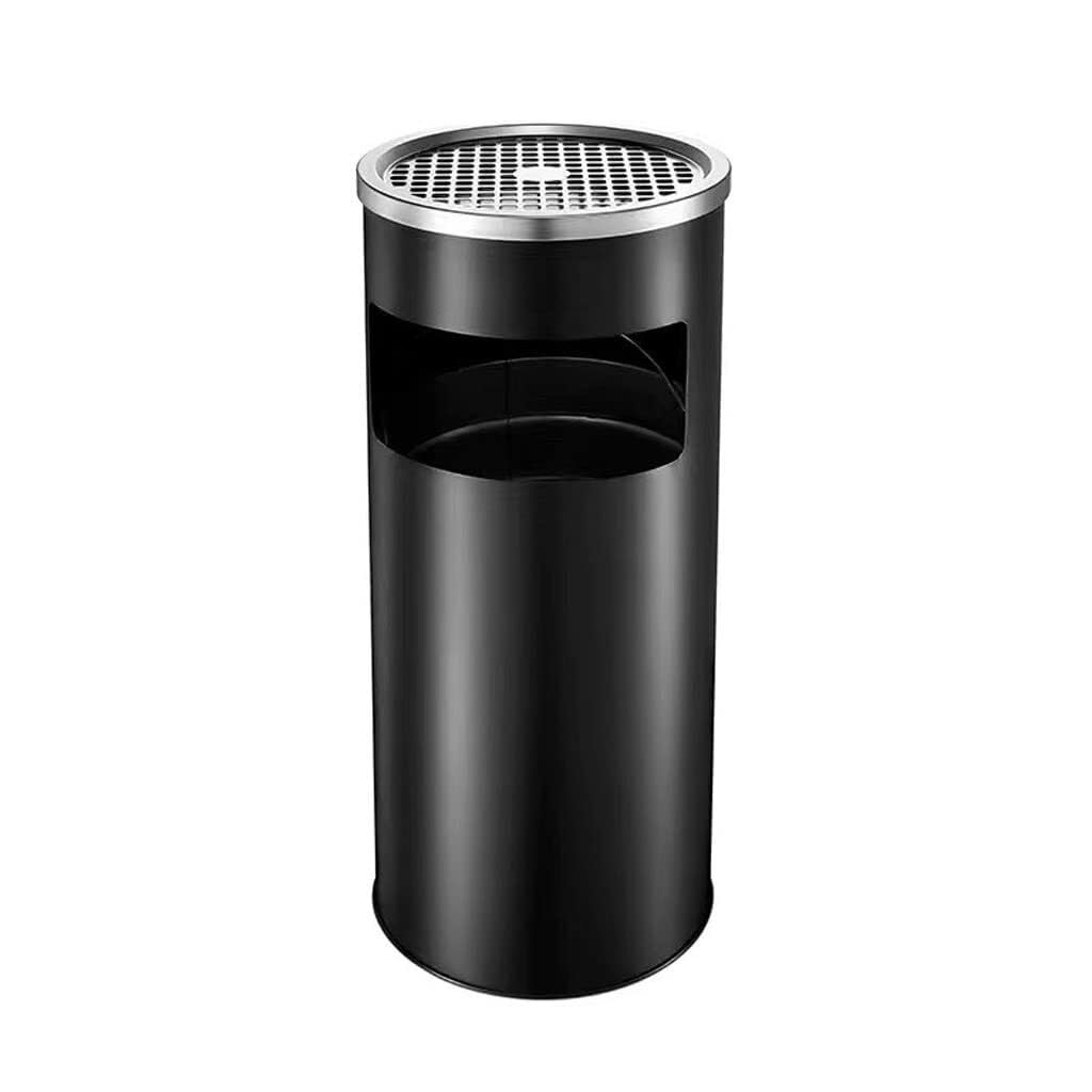 Stainless Steel Ashtray Trash Can with Inner Barrel, Vertical Round Design for Outdoor & Hotel Use