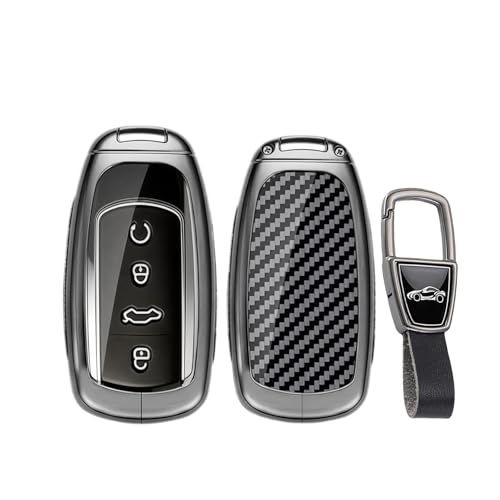 WUZUTU Metal Shell Car Key Fob Cover Compatible with Chery Tiggo 7 8 Pro Tiggo 8 Plus Omoda 3 5 C5 Arrizo 5 Plus Jaecoo 6 7 8 2024 2025 Ruigu 9 Car Accessories Key Protective Case Keyring 4 Buttons-A