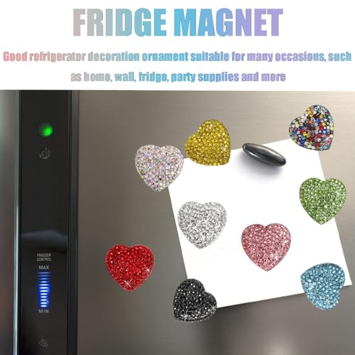 4Pcs Imanes de Refrigerador Corazón Brillantes con Diamantes miniatura 3