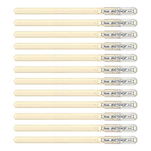 Pentel Mattehop 1.0mm Gel Roller Ivory White - Pack of 12, 1 count (Pack of 12)