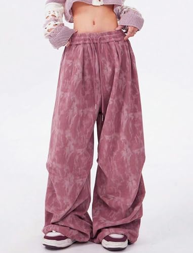 ZAFUL Women's Corduroy Pants Baggy High Waisted Wide Leg Pants Retro Loose Fit Casual Trousers with Pockets3