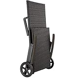 TecTake Aluminium Poly Rattan Sonnenliege mit Armlehnen und Rollen klappbar - 6
