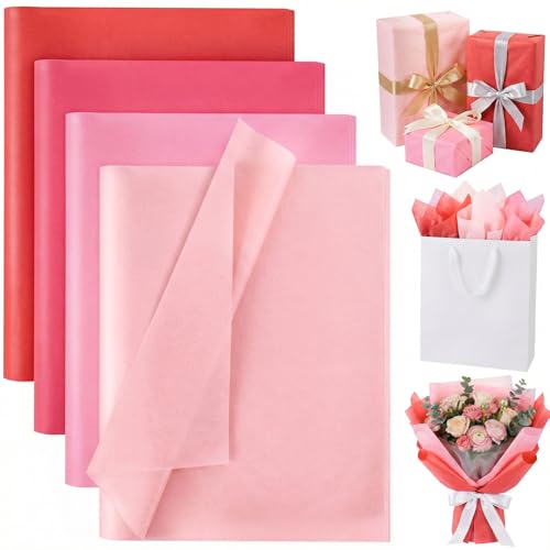 Shindel 120 Sheets Pink Tissue Paper, 20x14 Inch Gift Wrapping Paper for Gift Bags Wedding Bridal Shower DIY Craft Project