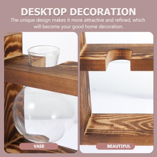 Maceta creativa de vidrio y madera para decorar salones modernos y mesas de hogar 7