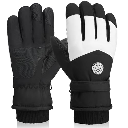 Pleneal - Pleneal Winter Ski Gloves Women Men, Windproof Waterproof Gloves with Warm Touchscreen Thermal Lining Anti-Slip for Work Cycling Motorcycle Snowboarding