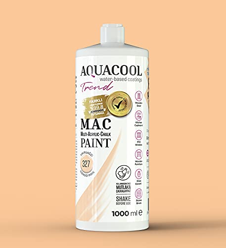 AquaCool - Pintura de secado rápido para interiores y exteriores (acrílico, cristal, cerámica, 1000 ml, color rosa Congo 327) Cover