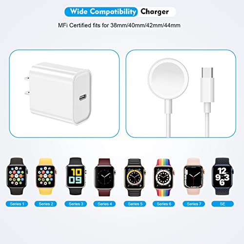 Fast Charger for Apple Watch Charger, USB C 20W iPhone Watch Charger Plug Adapter & Long 6.6FT iWatch Portable Wireless Fast Charging Cable Cord Compatible with Apple Watch Series 9/8/7/SE/6/5/4/3/2/1 - Image 8