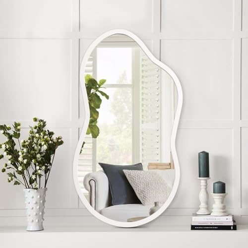 AAZZKANG Piccolo specchio Insieme con telaio in legno irregolare decorativo specchio bianco per camera da letto spogliatoio soggiorno bagno ingresso
