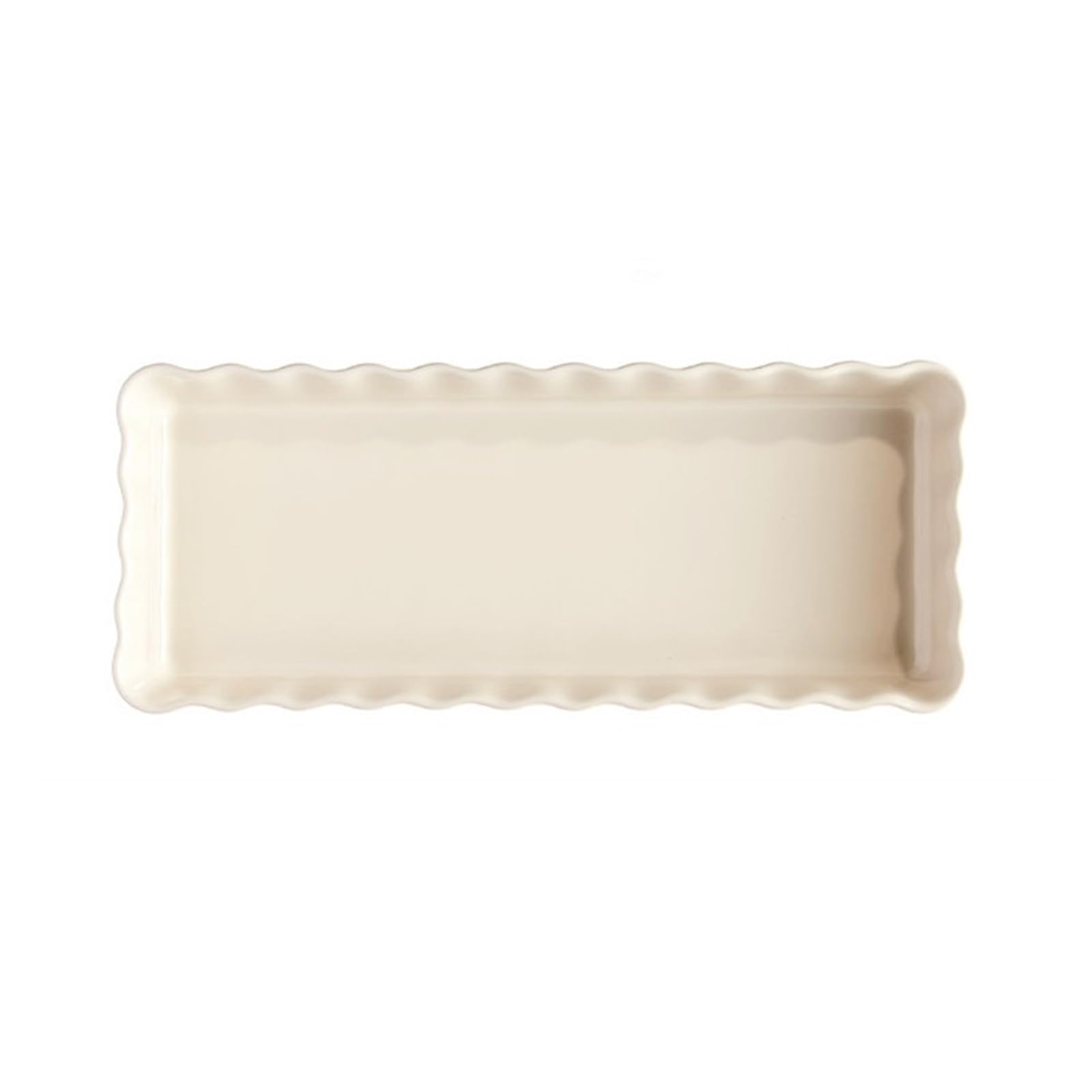 Fuente Horno Fuente for Hornear Rectangular de cerámica con Borde Ondulado Plato para Lasaña(Blanco,Pequeño)