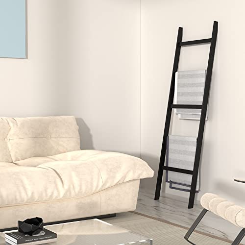 Wtz Blanket Ladder, 5-Layer Towel Racks, Blanket Holder With Anti-Slip Construction Home Decor, Decorative Blanket, Quilt, Towel, Scarf Ladder Shelves For Livingroom, Bedroom, Bathroom, Black #TOP3