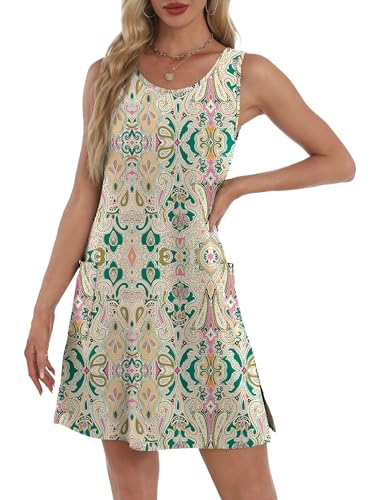 Image of BKRIVE Coverup Summer Dresses for Women 2026 Eyelet Casual Loose Sleeveless Sundresses Tank Dresses with Pockets