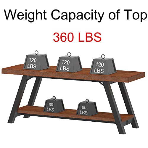 Ibf Solid Wood Entryway Bench, Natural Real Wood Storage Bench, Farmhouse Wooden Shoe Bench In Entry Way Hallway Foyer Rack, Bedroom Bench Seat For Living Bed Mud Room Indoor, Rustic Brown, 47 Inch #TOP6