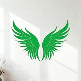 Adesivi incisi emblema di aureola celeste con ali, serafino sereno, iconico design angelico 54.6x78.2cm Abbellimento murale Verde