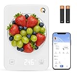 Qahhar Smart Food Scale with Nutritional Calculator - Waterproof LED Display Digital Kitchen Scale for Weight Loss - Food Scale with App for Keto Macro Diet, Calorie Counting - 22lb/10kg (White Glass)