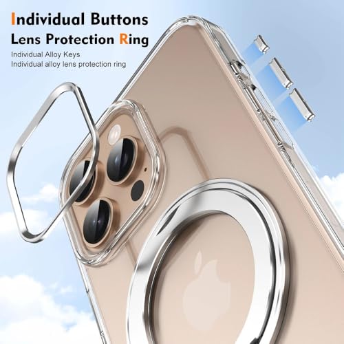 Support magnétique 360 coque iPhone 15 Pro Max transparente antichoc