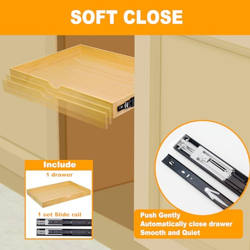MinBoo Bamboo Pull Out Drawers for Cabinets 29" W x 21" D,Gliding Soft Close Shelves for Kitchen, Pantry, and Storage Organization,Pull Out Cabinet Drawer by MinBoo - Image 4