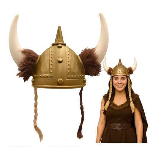 Nicky Bigs Novelties Adult Nordic Viking Helmet with Horns Braids Barbarian Warrior Costume Accessory Gold