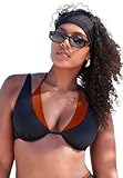 Swimsuits For All Women's Underwire Shimmer Peekaboo Bikini Top - 22, Black Cinnamon Shimmer (Plus