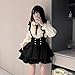 Pokn Y2K Skirt Lolita Skirts Jirai Kei Fashion Bow Skirts Lolita Style Short Skirt Mini Skirt Long Sleeved Shirts Cutecore (Set,M,Medium)