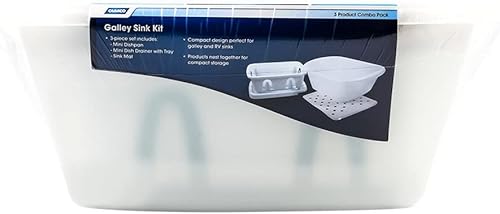 Miniatura 3 de Camco 43517 Kit de fregadero blanco con escurridor de platos, bandeja y alfombrilla para fregadero, paquete de 1