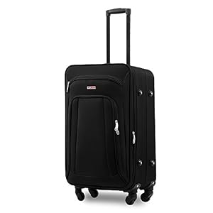 Flieks Reisekoffer Stoffkoffer Gepäck Koffer Trolley EVA mit 4 Rollen, SET-XL-L-M in 4 Farben (M, Schwarz)