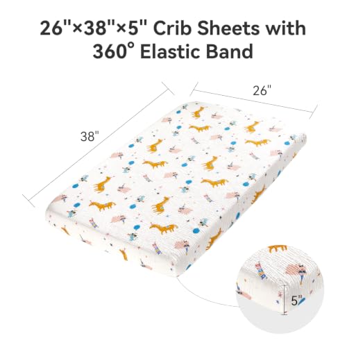 Image of TILLYOU Muslin Mini Crib Sheets 2 Pack, Pack and Play Mattress Sheets Fitted for Pack N Play, 38 x 26 Sheet for Toddler, Circus Carnival