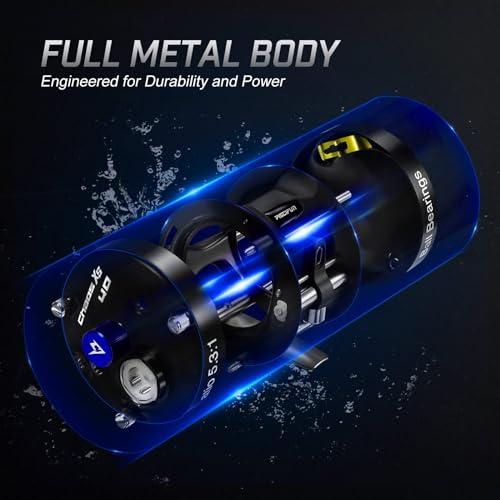 Image of Piscifun Chaos XS Baitcasting Fishing Reel, Reinforced Metal Body Round Baitcaster Reel, Smooth Powerful Saltwater Inshore Surf Trolling Reel, Conventional Reel for Catfish, Musky, Bass, Pike