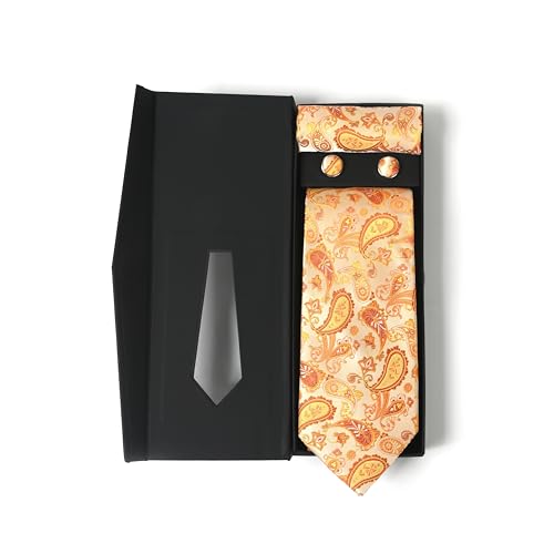 Image of Men's Tie Set with Pocket Square and Cufflinks | 100% microfiber; tie 59 x 3.15 in; square 10 x 10 in; gift box included