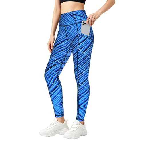 Legging bleu salle de sport confortable et pratique avec poches