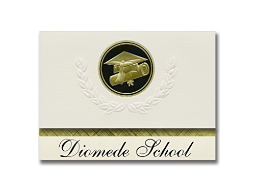 Annonces de diplôme Diomede School pack présidentiel 25 faire-part noir et or