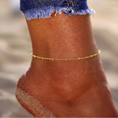 HARJJME Gold Silver Anklets for Women Waterproof 14K Gold Plated Ankle Bracelets Cubic Zirconia Anklets Non Tarnish Beach Foot Chain Jewelry by HARJJME - Used condition - Image 7