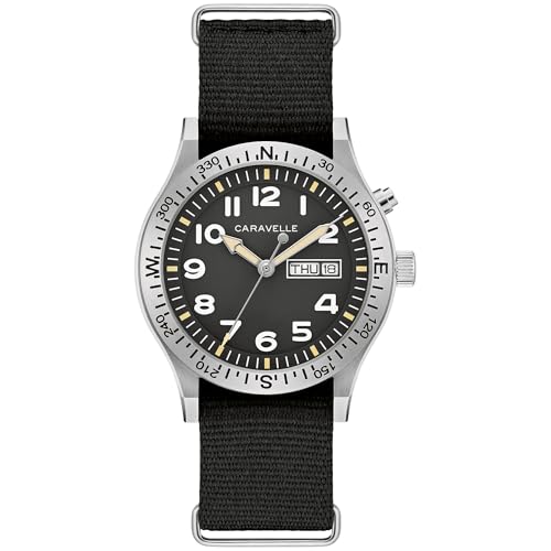 Caravelle by Bulova Men's Quartz Watch, Vintage Lite Up, Black Nylon Strap, Black Dial, Day/Date Style: 43C125 by Caravelle - Used condition - US$134.42