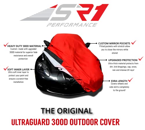 1997-2004 C5 Corvette Ultraguard Plus Car Cover - Indoor/Outdoor Protection Water Resistant 300 Denier - Custom Fit (Red/Black) #TOP4