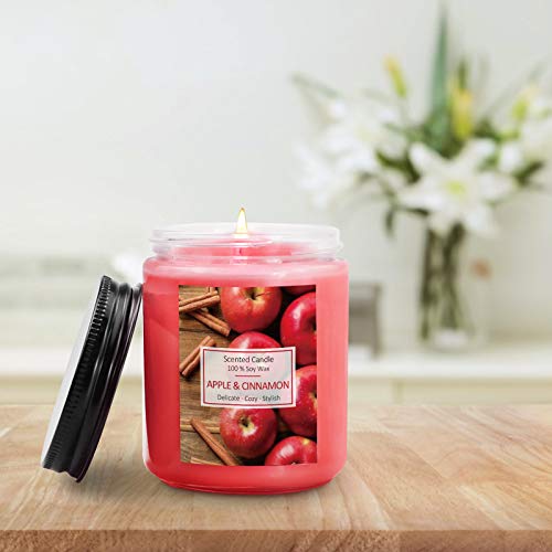 Scentorini Scented Candles, Apple Cinnamon Scented Candle, 7 Oz Natural Soy Wax Candle, Aromatherapy Candle Gift Set For Halloween, Christmas #TOP4