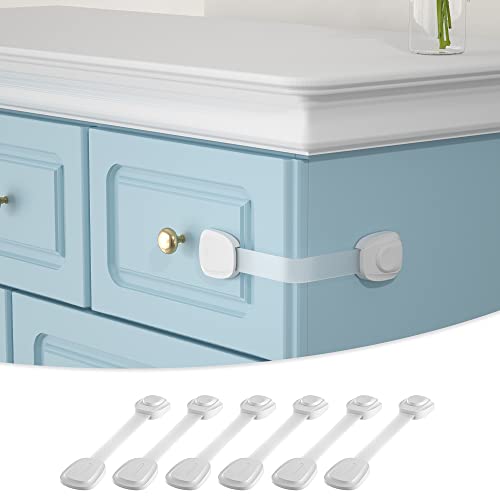 SAFELON 6 Pièces serrures de sécurité pour placard et armoire pour bébé, serrure multifonction de sécurité pour bébé pour tiroirs, réfrigérateurs, toilettes, placards, armoires (Blanc clair) Cover