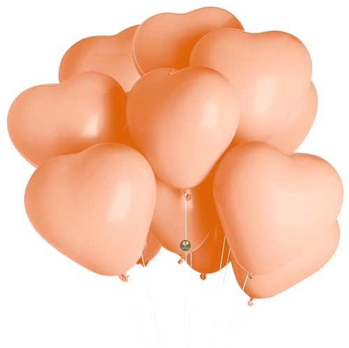 Image of AFTERLOON Biodegradable Balloons 24 pcs Pastel Peach 10 Inch Heart Shaped, Natural Rubber Latex Plastic-Free Alternative Durable Thickened Extra Strong Helium Float, Proposal Marriage Love Wedding