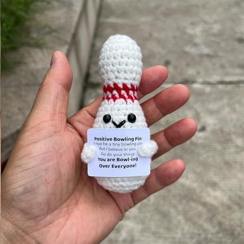 image for PLWalker Crochet Bowling Pin Gifts, Emotional Support Bowling Pin Posi