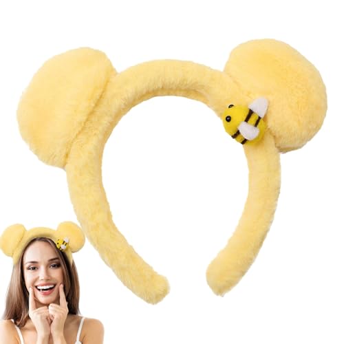 Diadema de orejas de oso, diadema de dibujos animados, disfraz de oso para Halloween, festival, cosplay, diadema de oso de felpa para maquillaje y lavado facial