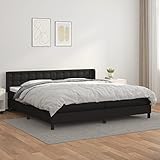  Homgoday Lit à sommier tapissier avec matelas - Cadre de lit double / simple - Cadre de lit - Lit d\'appoint - Pour chambre à coucher - Noir - 200 x 200 cm - Cuir synthétique #1