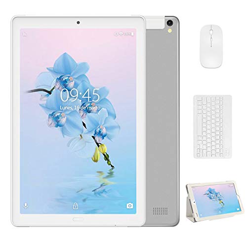 4G Tablet 10 Pulgadas YESTEL X2, 3GB+32GB, Android 8.1, Tableta con Mouse y Teclado, 4 Core, 8000mAh, 1280X800 HD IPS, Soporte WiFi/Dobles SIM, FM, Plata