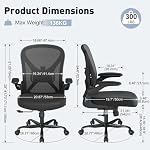 Ergonomic Office Chair with Adjustable Lumbar Support, Mesh Home Office Desk Chair with Flip-up Arms and Wheels, Black