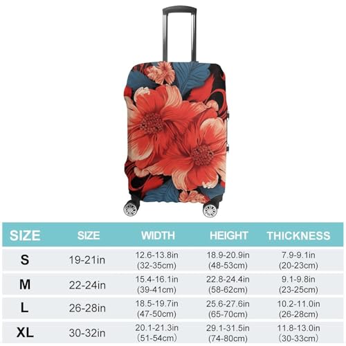 Travel Luggage Cover Elastic Suitcase Protector Anti-Scratch Washable Red Floral Pattern Luggage Sleeve Tsa Approved Carry on Covers Baggage Cover Fits 18-32 Inch Luggages2