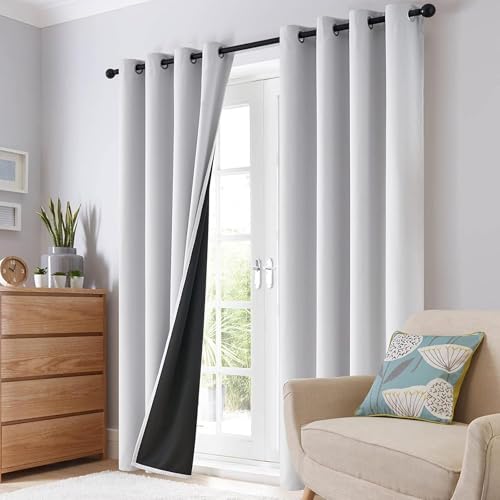 Image of Galaxy Home Decor Premium True Blackout Curtains for Long Door 10 Feet Long 100% Light Block | Thermal & Noise Insulation | Black Back Coating | Pack of 2 | Silver