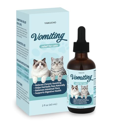 Vomiting Relief for Cats Cat Vomit Remedy Probiotic Digestive Support Liquid Helps Reduce Hairballs Relieve Sensitive Stomach & Support Gut Health Gentle Daily Formula - 60mL