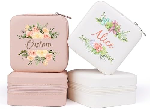 Custom Jewelry Box with Name and Floral Personalized Jewelry Trav...