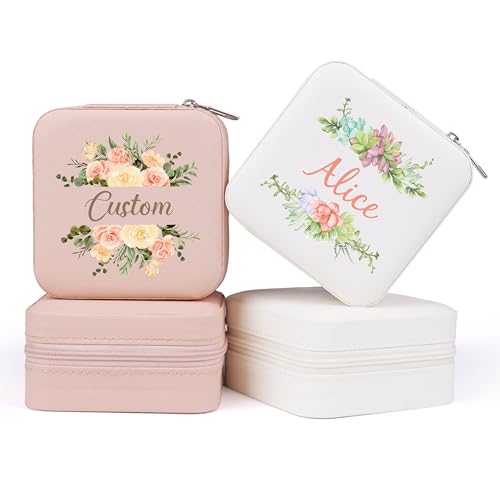 Party to Be Custom Jewelry Box with Name and Floral Personalized Jewelry Travel Case Organizer Bridesmaid Gifts Birthday Gifts for Women (Floral Design)
